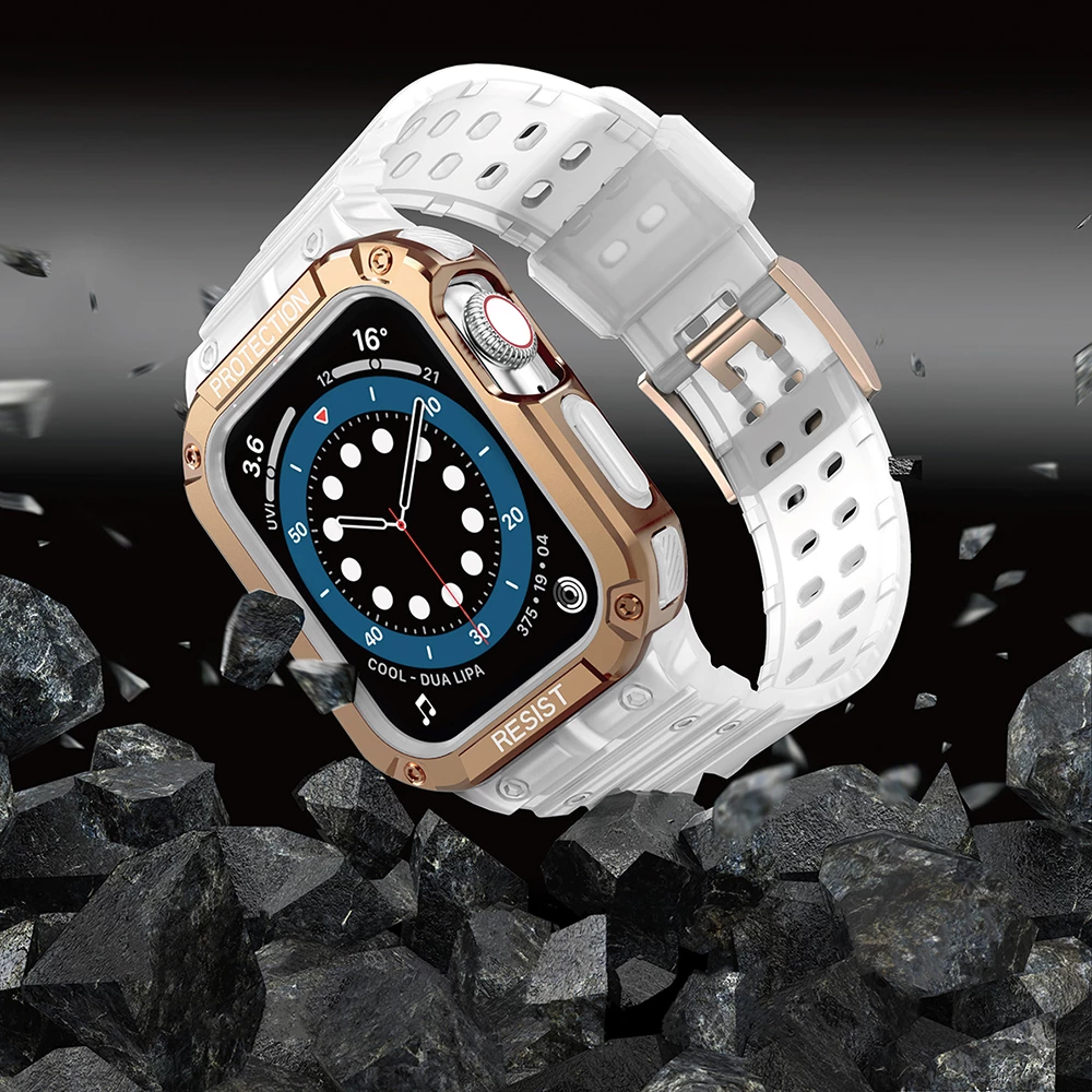 Rrip me mbështjellës Hurtel për Apple Watch 7/6/5/4/3/2/SE, 45/44/42mm, Bardhë/Rozë Gold