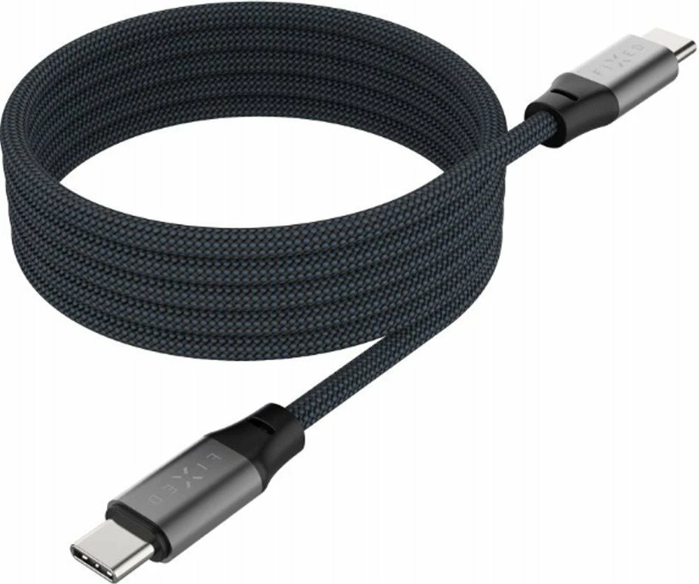Kabllo magnetike e thurur USB-C/USB-C Fixed FIXDBM-CC12-GR, 1.2 m, USB 2.0, PD 3.1 240W, e zezë