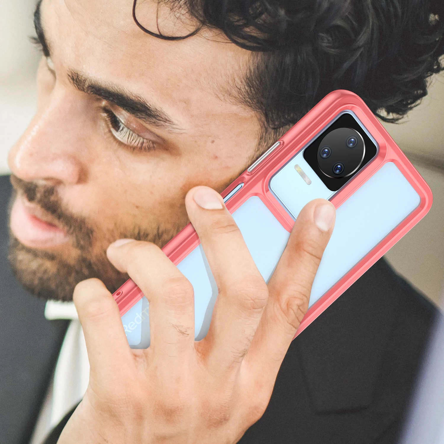 Mbështjellës Hurtel Outer Space Case për Xiaomi Poco F4 5G, kornizë fleksibile, i kuq