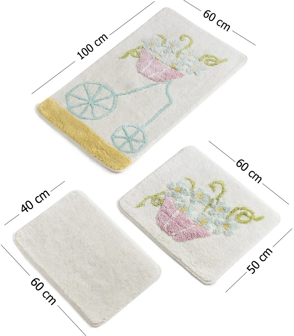Set tapetë banjoje akrilik (3 copë), Mijolnir, Alacati - e verdhë