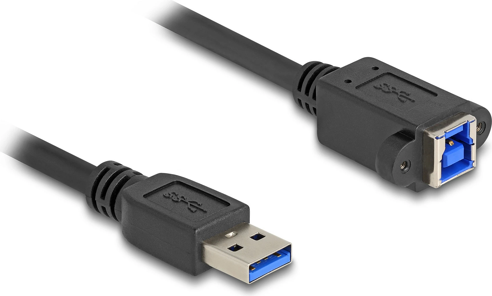 Kabllo USB DeLOCK USB 3.2 Gen 1, USB-A mashkull në USB-B femër (panel mount), 1 m, e zezë