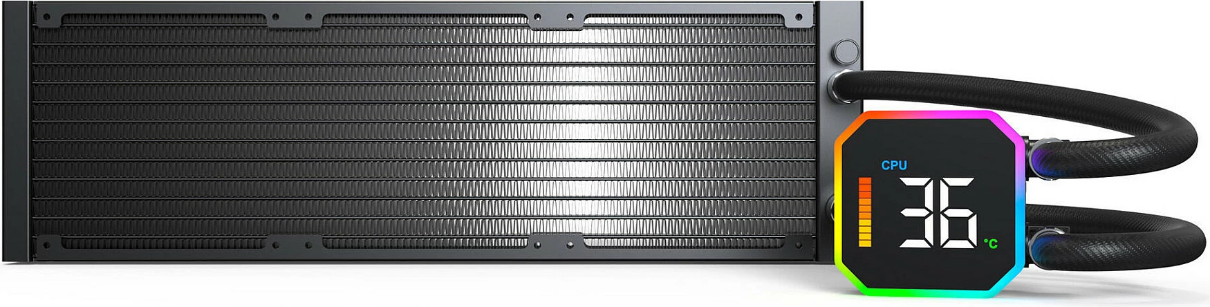 Ftohës uji AIO Montech HyperFlow Digital 360, radiator 360mm, 3x120mm RGB, 129.5 m³/h, i zi