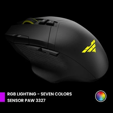 Maus gaming PREYON Falcon PFG27B, 12400 DPI, 9 butona, USB me kabllo, RGB, i zi