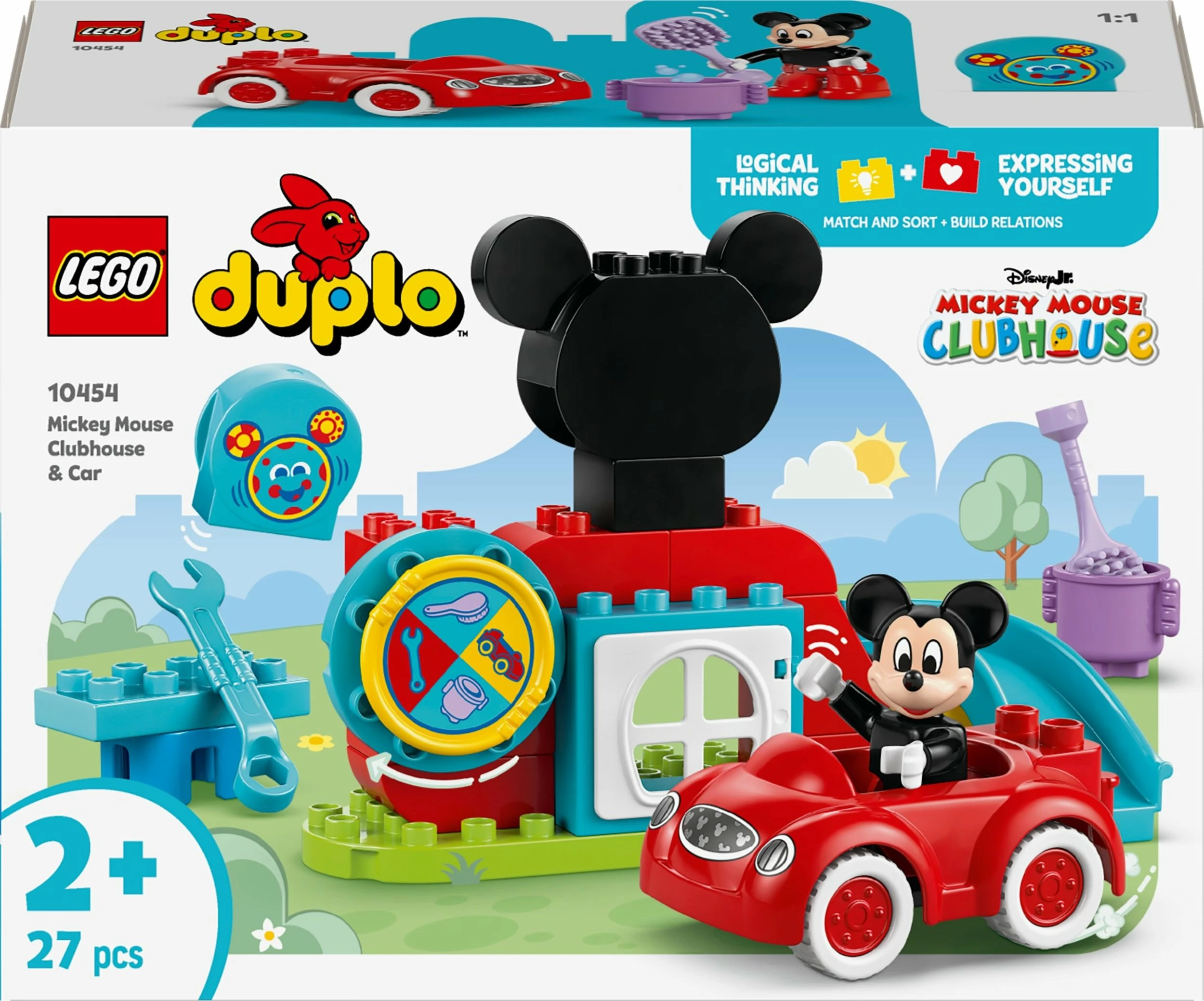 Set lodër ndërtimi LEGO DUPLO Disney 10454 Mickey Mouse Clubhouse & Car, 27 copë, 2+
