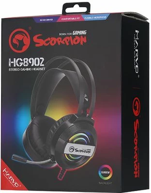 Kufje gaming Marvo HG8902, USB me kabllo, RGB, stereo, të zeza