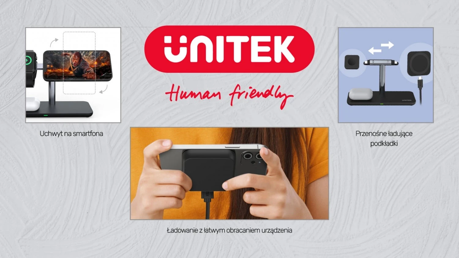 Mbështjellës magnetik 3në1 për iPhone Unitek, i zi