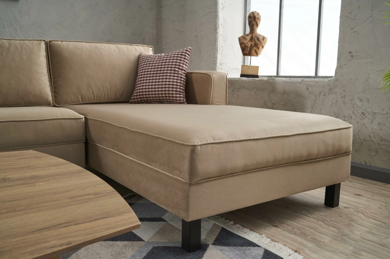 Këndare Atelier del Sofa, kadife, kënd i djathtë, ngjyrë krem