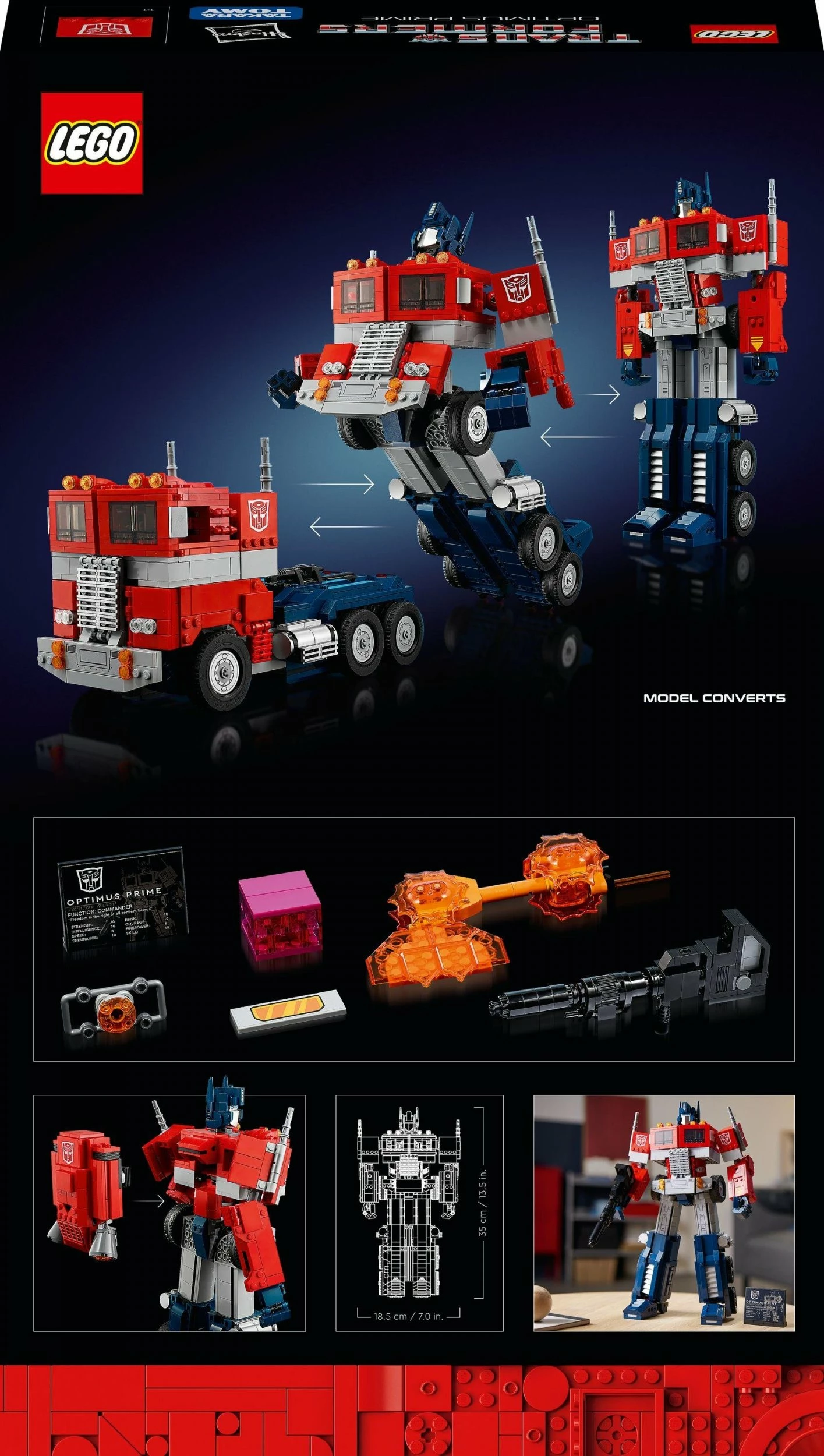 Set LEGO Icons Optimus Prime 10302, 1508 pjesë, 18+