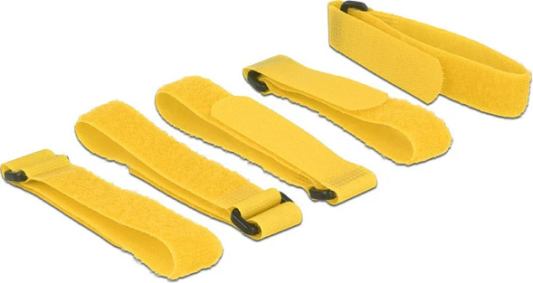 Lidhëse kabllosh DeLOCK 18708, Velcro, 300 mm, 20 mm, set 5 copë, të verdha