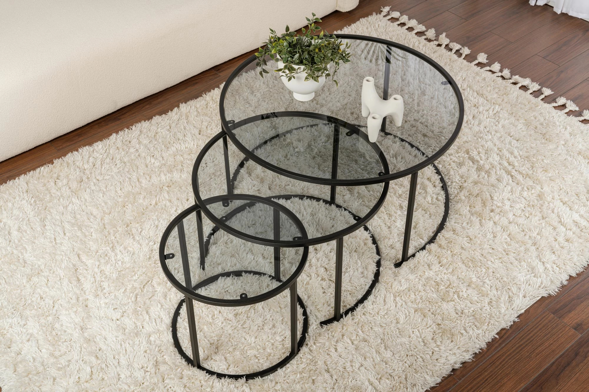 Set tavolinash kafeje Nordure, Aurum - 80, 60, 42 - e zezë, gri