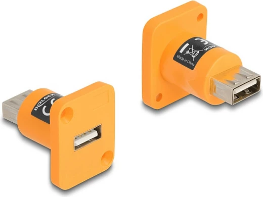 Modul USB DeLOCK D-Type, USB 2.0 Type-A femër në femër, portokalli