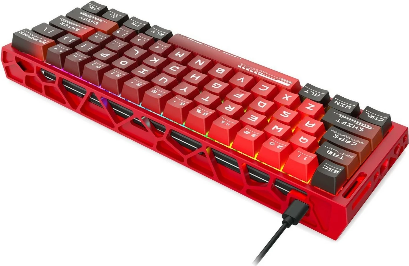 Tastierë gaming Redragon Venom K753-RGB-M, 60%, RGB, Hot-Swap, USB-C, e kuqe