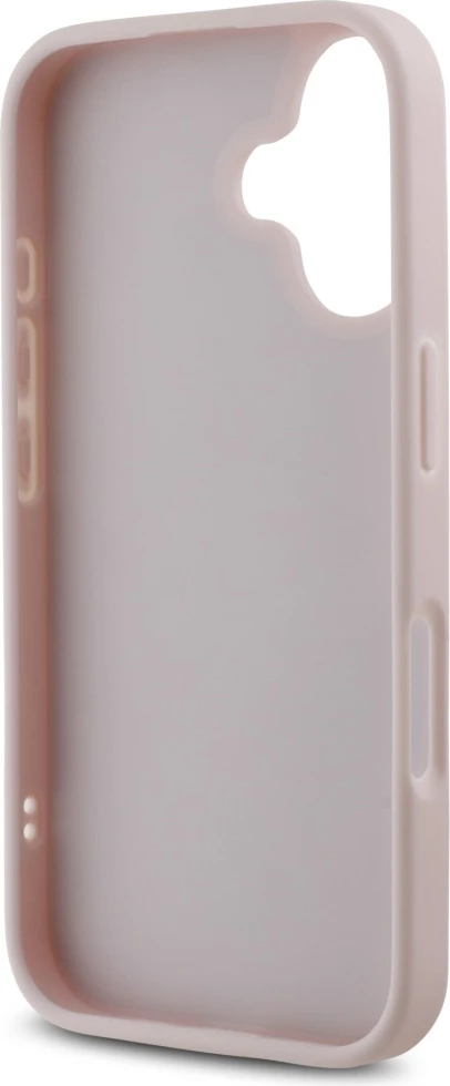 Mbështjellës Guess Quilted Metal Logo për iPhone 16, Rozë