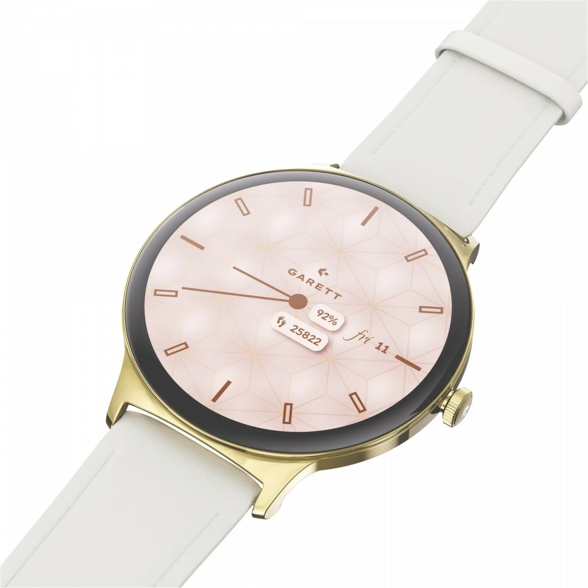 Smartwatch Garett Verona 2 1.43\" AMOLED, IP68, 200 mAh, ar, set me byzylyk çeliku + rrip lëkure i bardhë