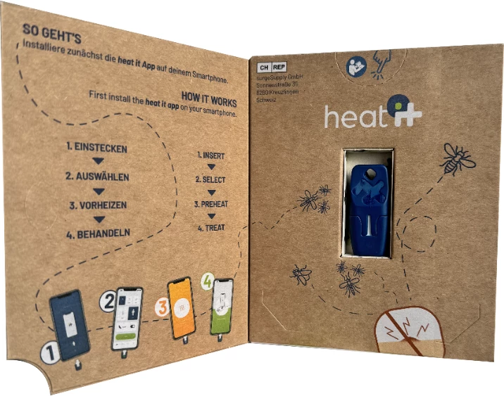 Pajisje kundër pickimeve të insekteve HEAT IT V3 USB-C, e kaltër