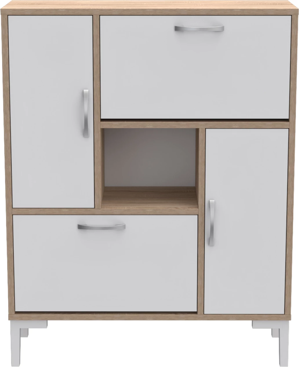 Dollap këpucësh MEDY FH18187.04 melaminë, këmbë të bardha, 86,5x30x109H cm