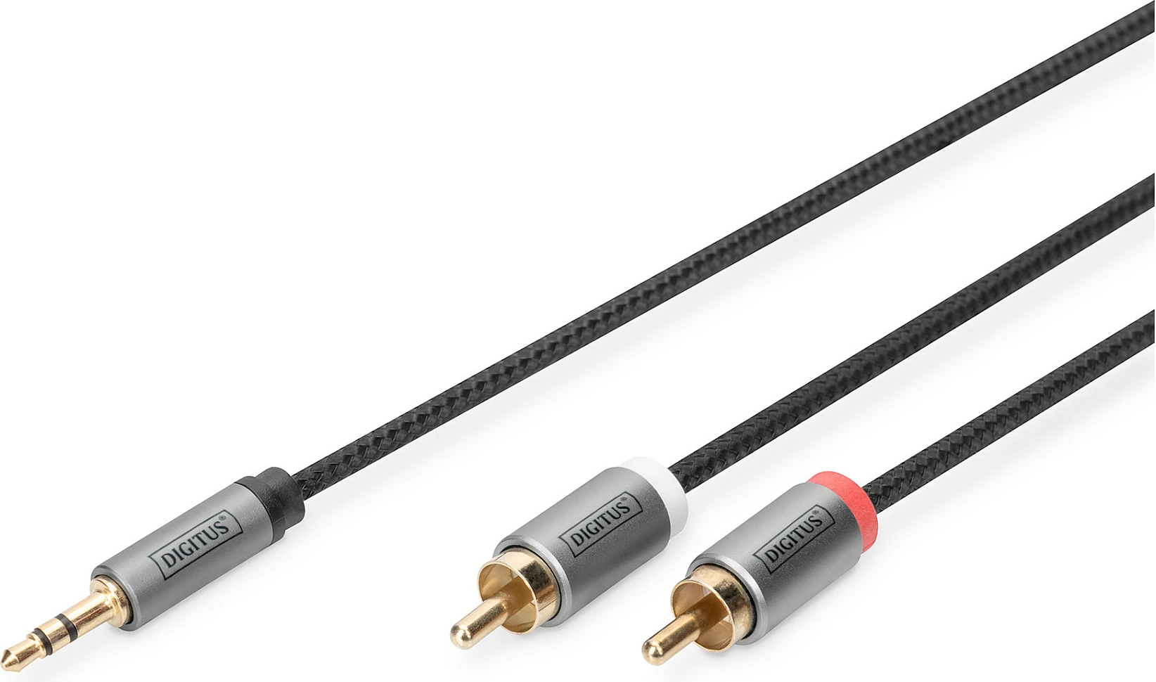 Kablë audio Digitus 3.5mm në 2x RCA, 1m, e zezë
