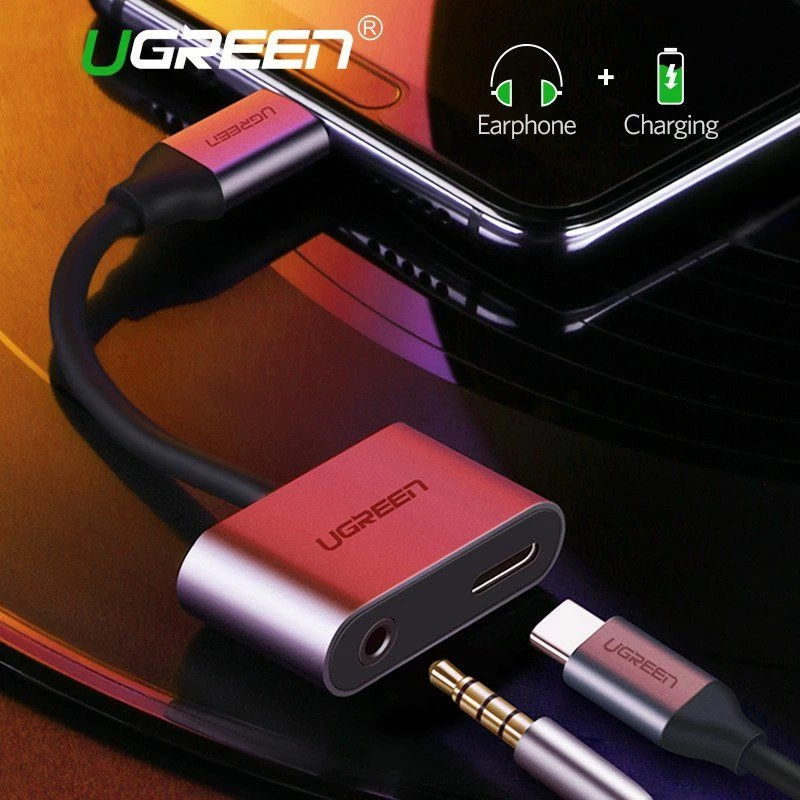 Adapter Ugreen CM193 USB-C në Jack 3.5mm + USB-C, 10 cm, 1.5 A, argjendtë (50596)