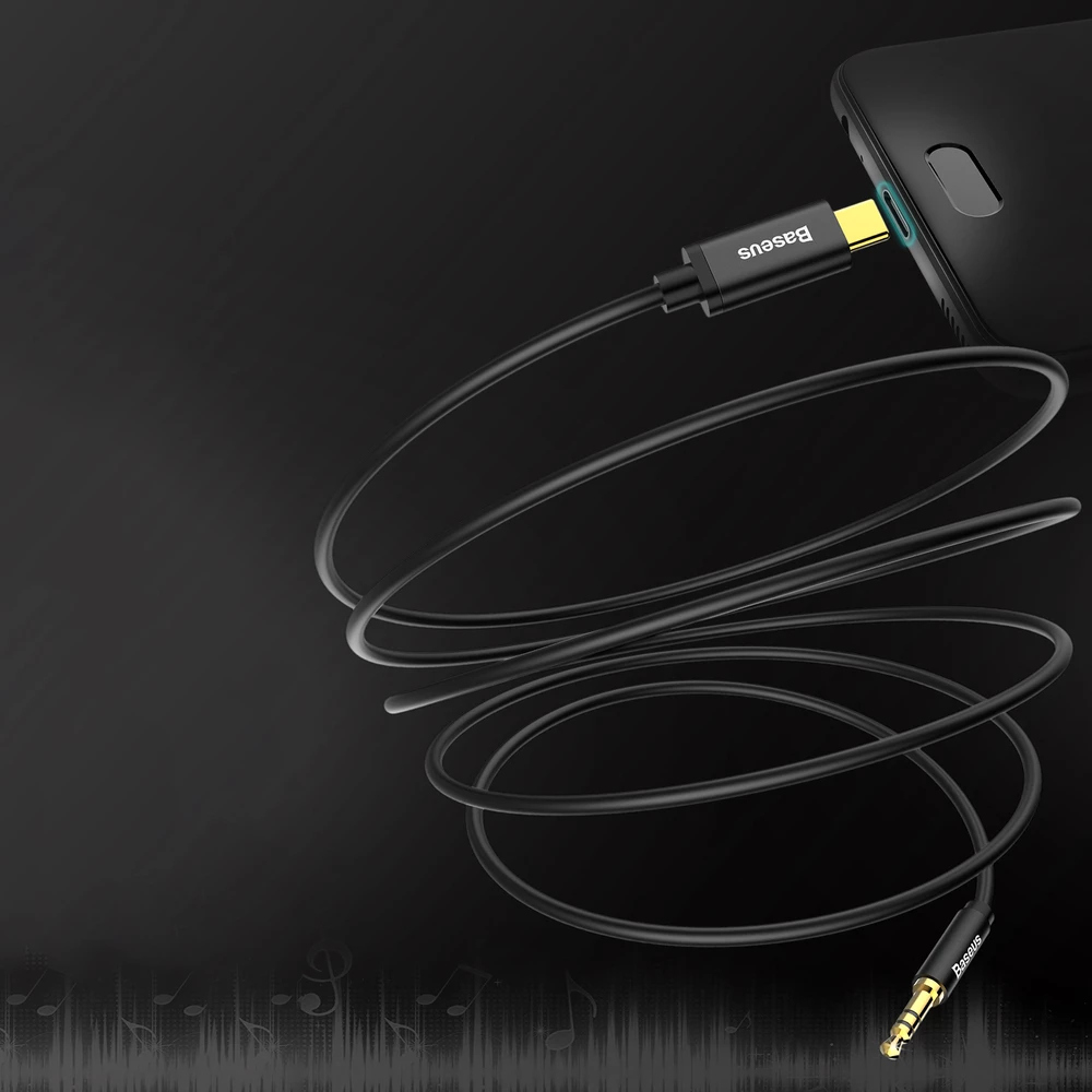 Kabllo audio Baseus CAM01-01, 1.2m, USB Type-C në 3.5mm, e zezë