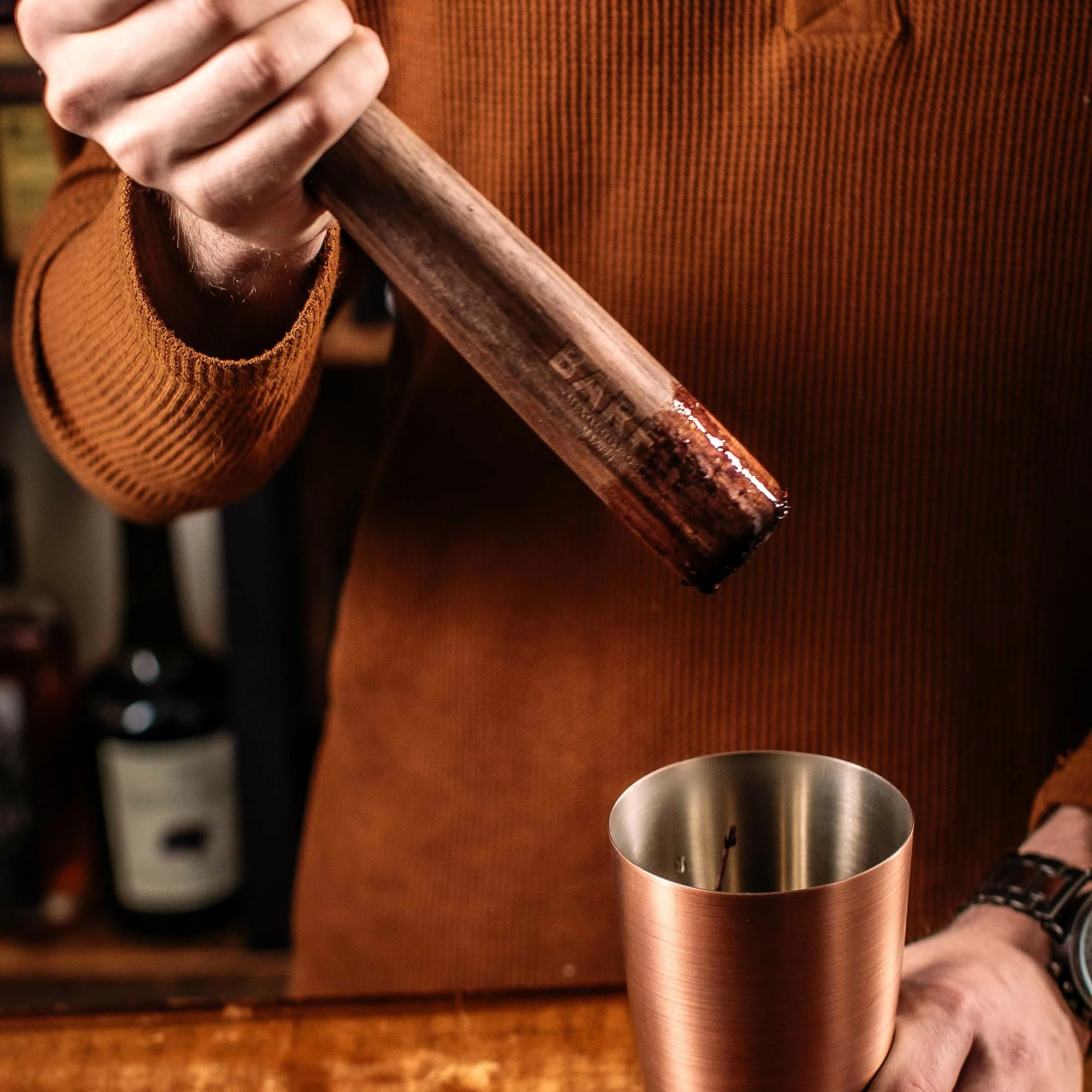 Shtypëse koktejesh, BarFly, dru 185mm, kafe