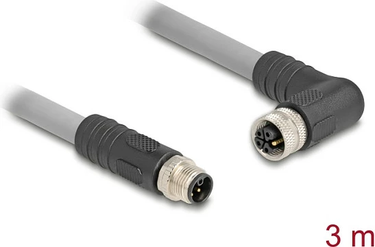 Kabllo sensori DeLOCK 80544, M12 Male/Female, 3 m, RST, gri