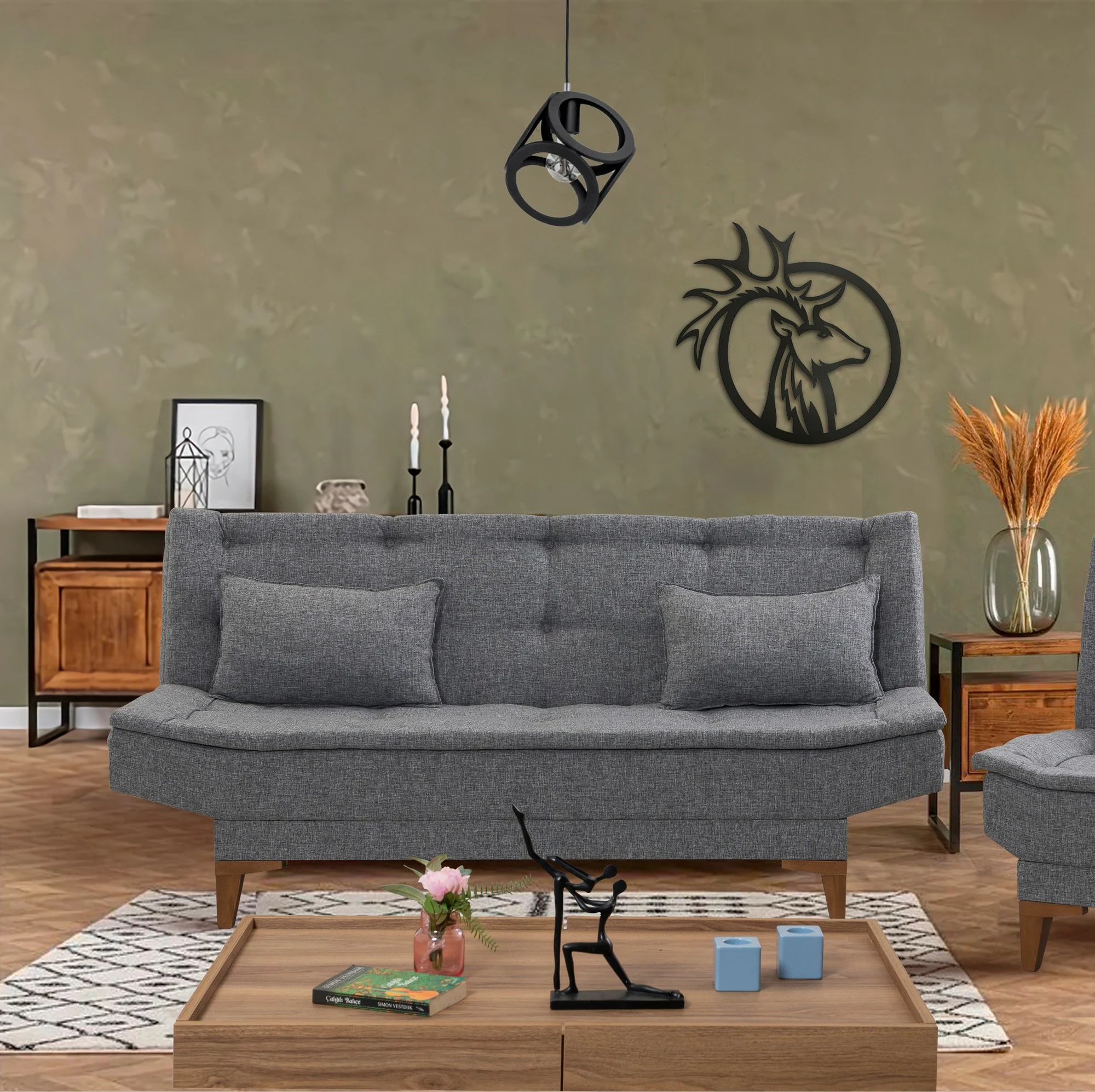 Divan-krevat treshe, ngjyrë gri e errët, Atelier del Sofa, Santo