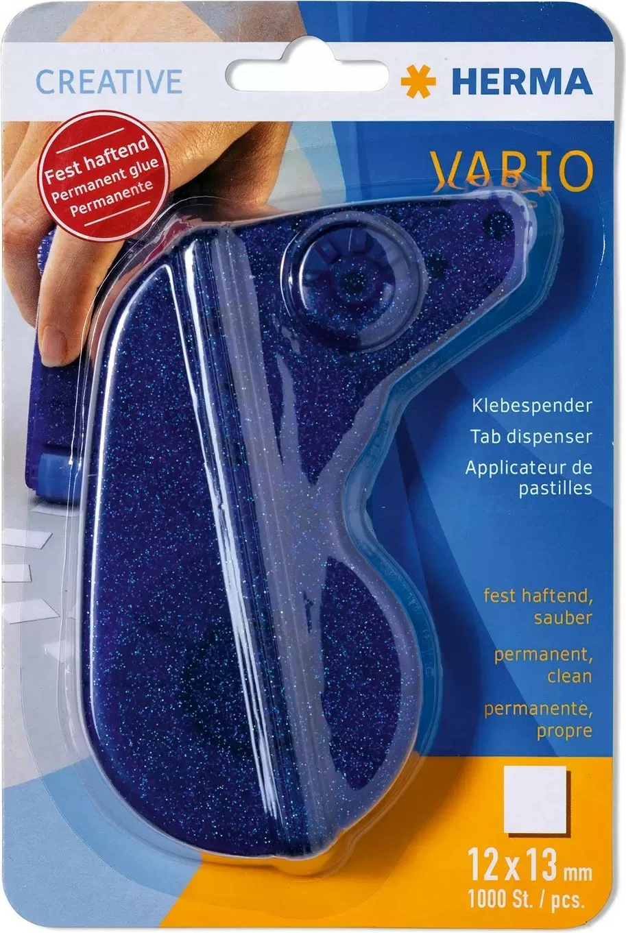 Dispenser etiketa HERMA Vario, 1000 ngjitëse, 1.2 cm, kaltër