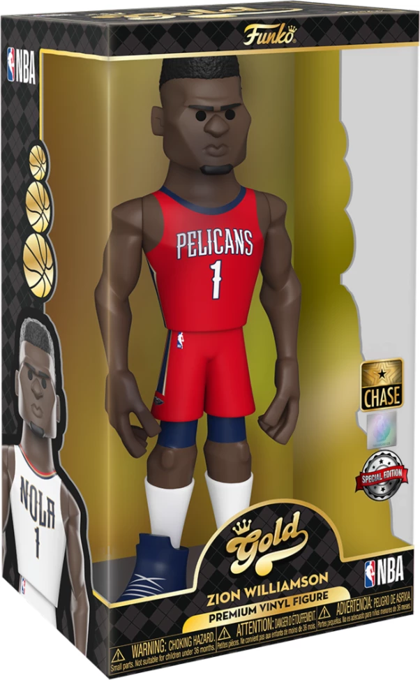 Figurë koleksionuese Funko Gold NBA Zion Williamson Pelicans 12\" (Home Uniform), e kuqe