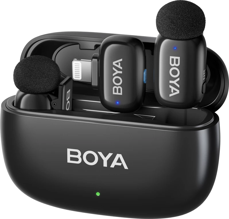 Sistem mikrofonash wireless BOYA Mini 2-01 2.4GHz 48kHz/24-bit 2x transmitter + 2x receiver USB-C/Lightning, i zi
