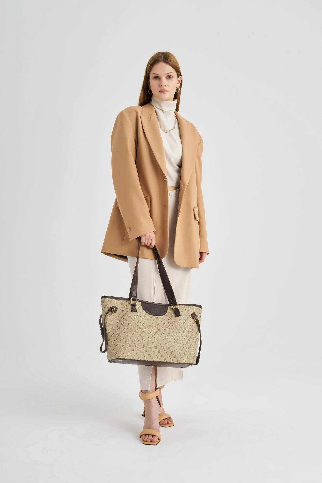 Tote bag Lucky Bees, krem, kafe, 355 v2
