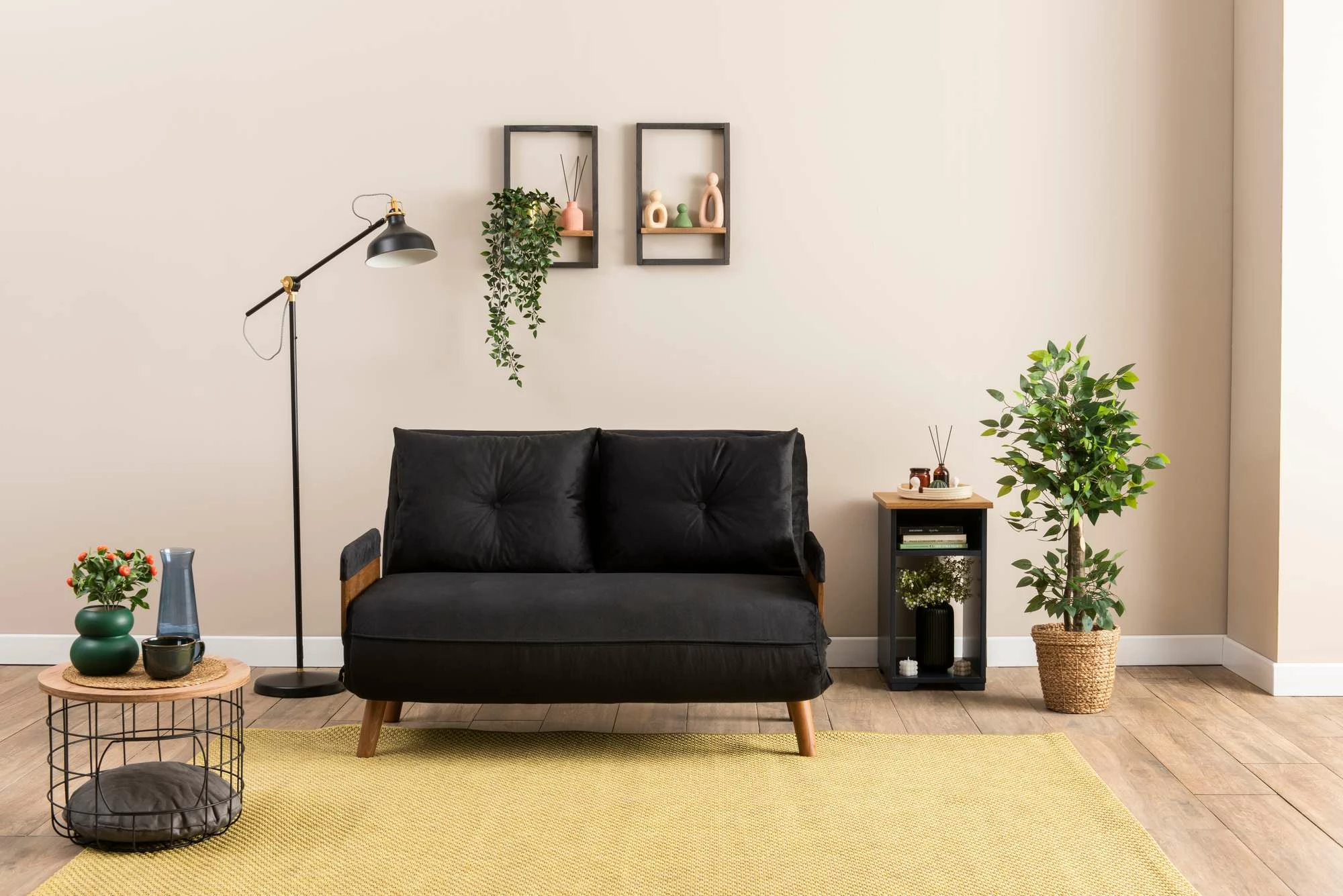 Divan-krevat dy ulëshe Atelier del Sofa Cosmo, ngjyrë e zezë