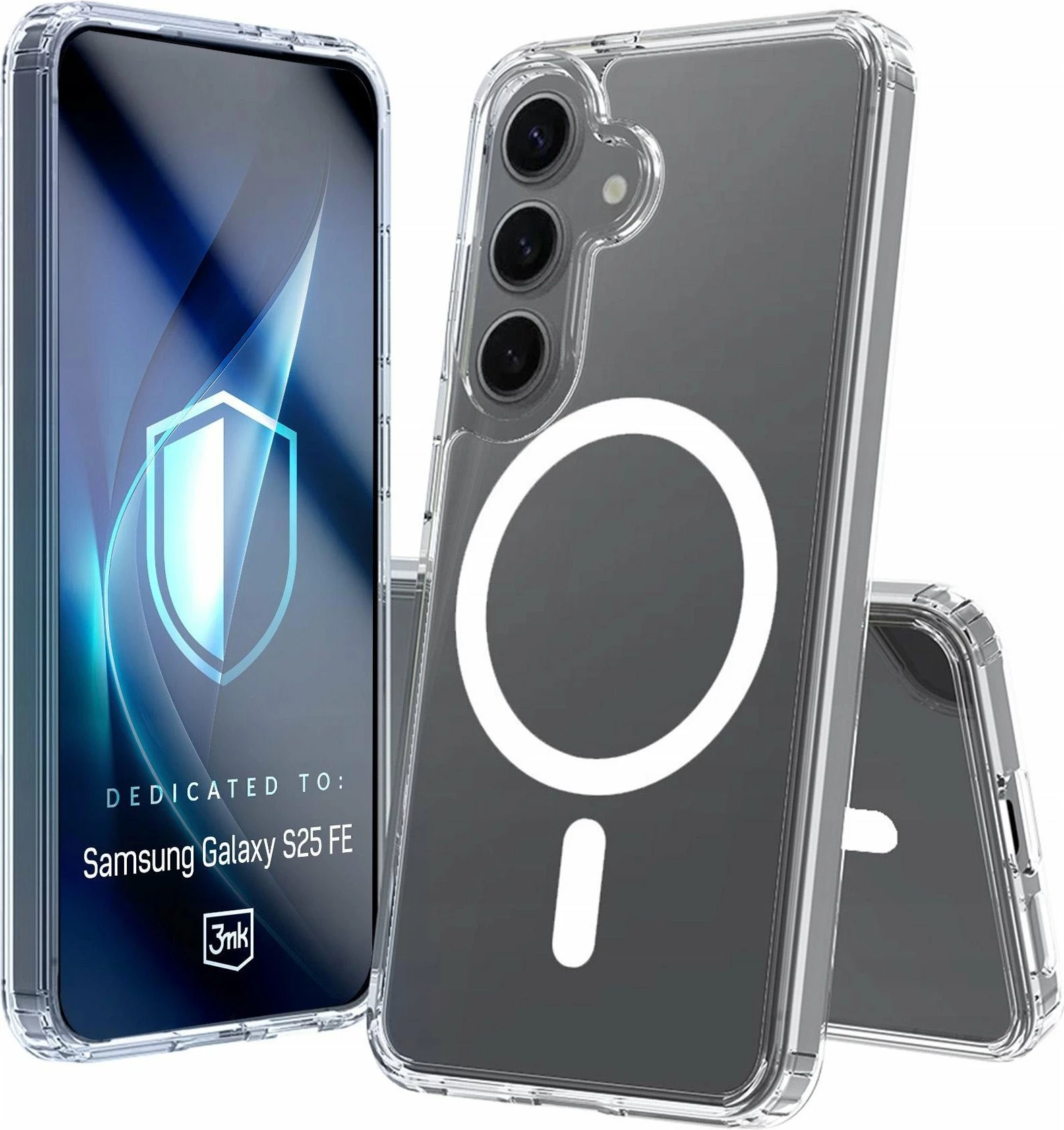 Mbështjellës 3MK Armor MagCase për Samsung Galaxy S25 FE, MagSafe, Military Grade, 1.5 mm, transparent