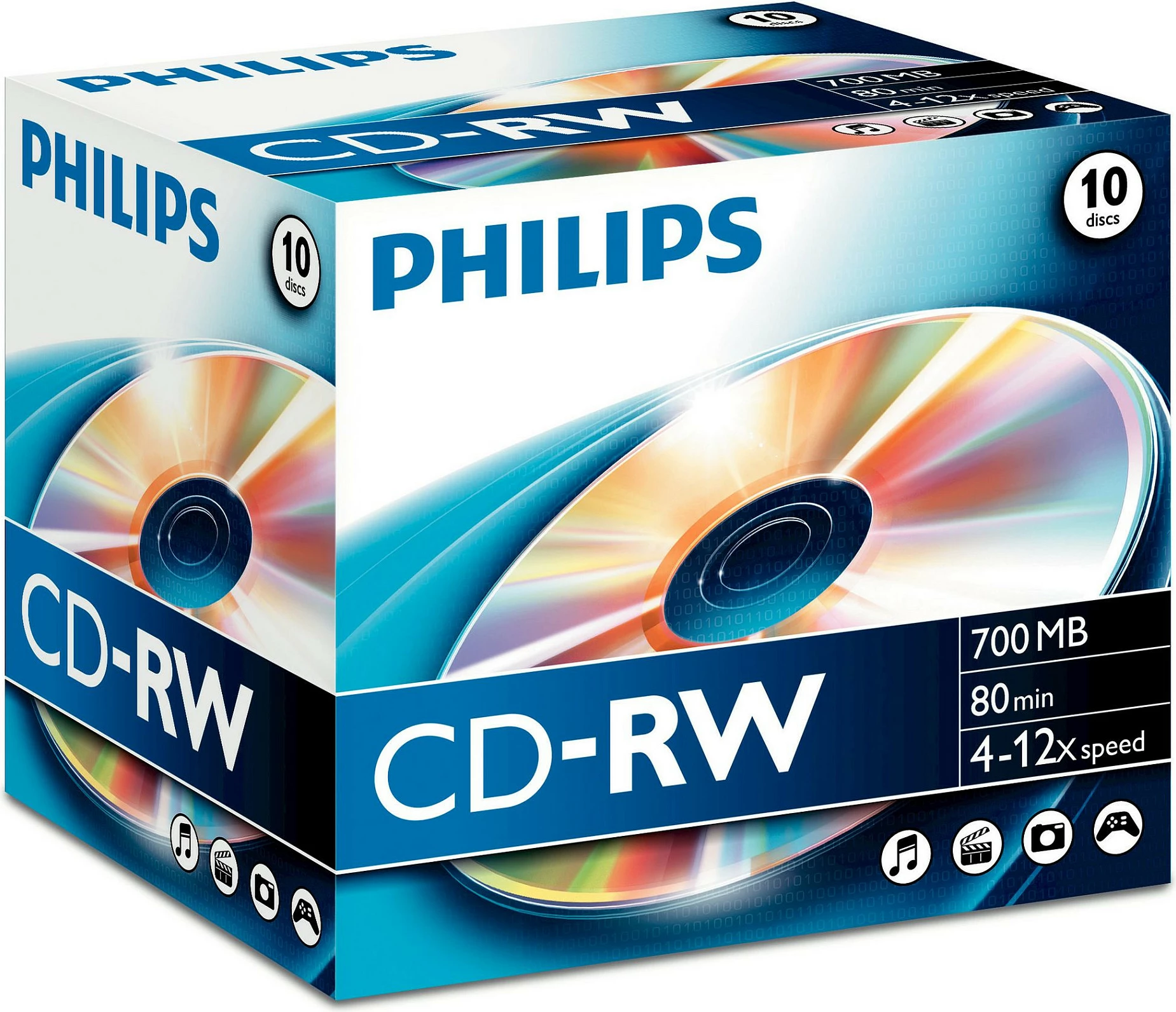 CD-RW Philips 700MB 80min 4-12x, paketim 10 copë
