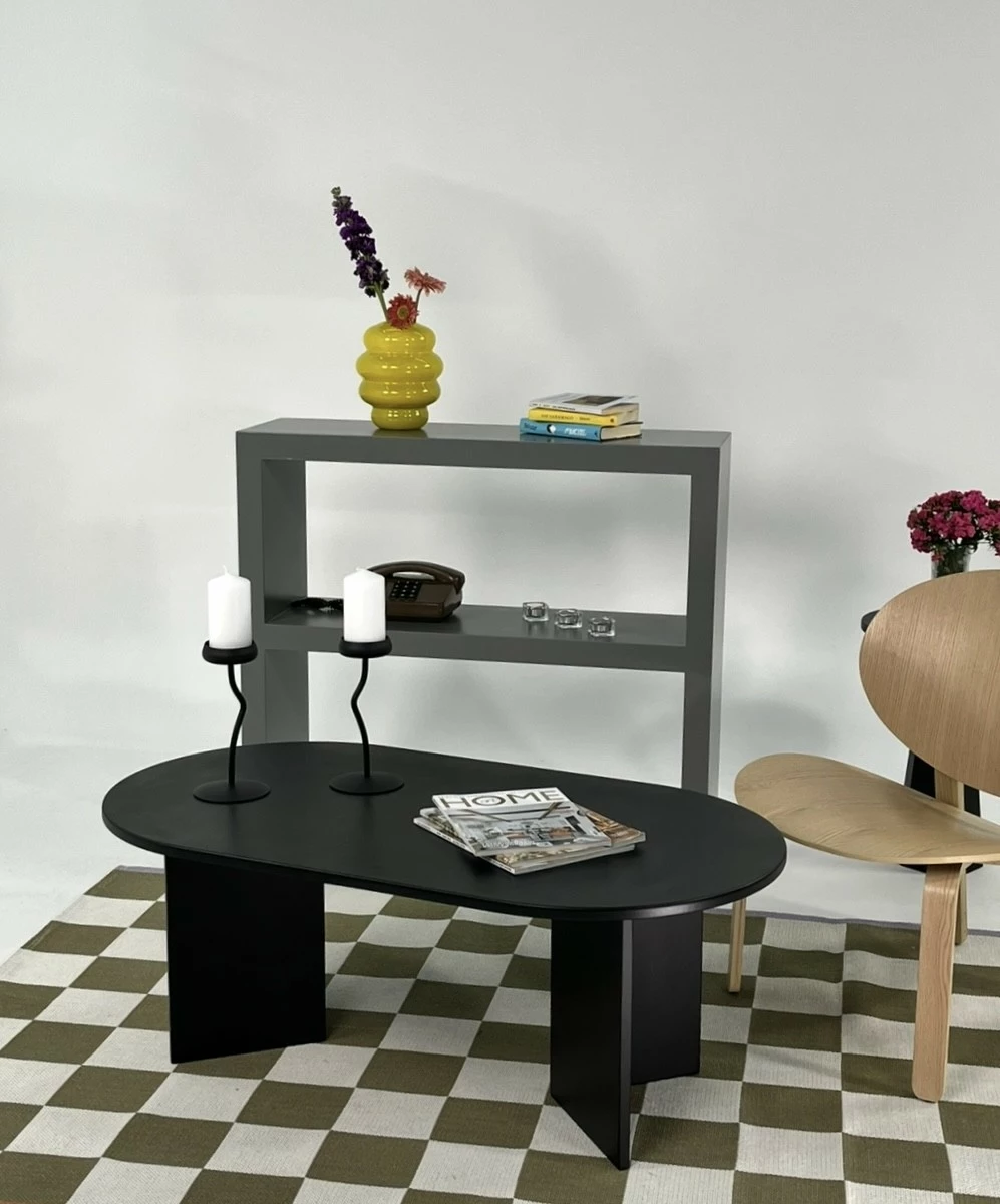 Tavolinë kafeje Skye Decor, Leo e madhe, e zezë