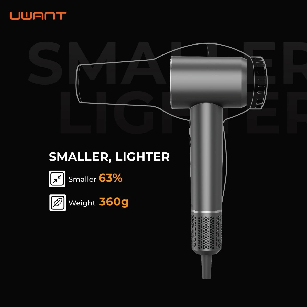 Tharëse flokësh Uwant H100 1500W me jone negative, Gold Pink