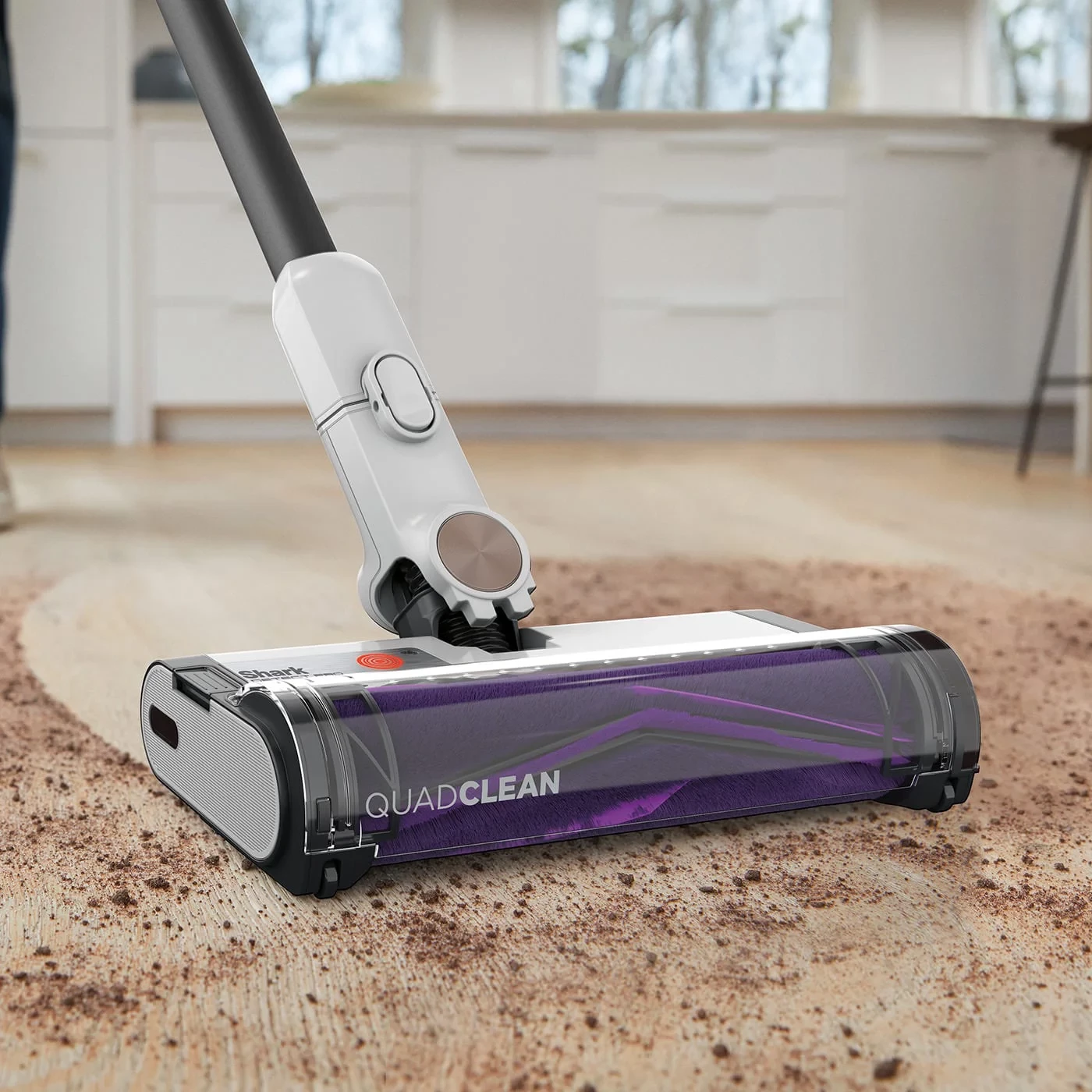 Fshesë me korrent pa kabllo me shkop, Shark, Detect PRO IW1611EU, 240 W, kapacitet 0.42 L, bateri deri 60 min, vetë-zbrazëse, White / Beats Brass