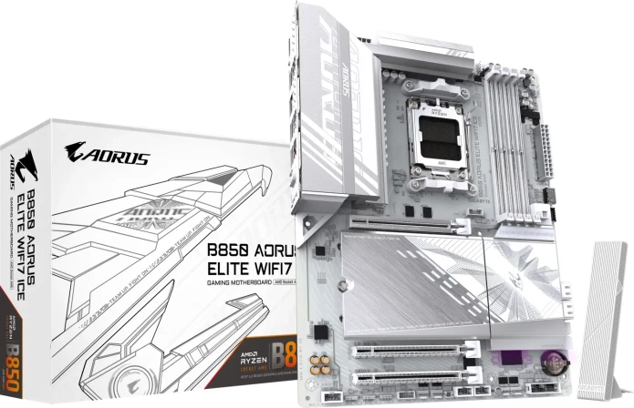 Pllakë amë GIGABYTE B850 AORUS ELITE WIFI7 ICE, AM5, DDR5, ATX, WiFi 7, 2.5GbE, e bardhë (ICE)