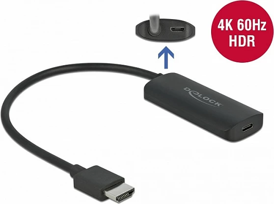 Adapter DeLOCK HDMI-A në USB Type-C (DP Alt Mode), 4K 60Hz HDR, i zi