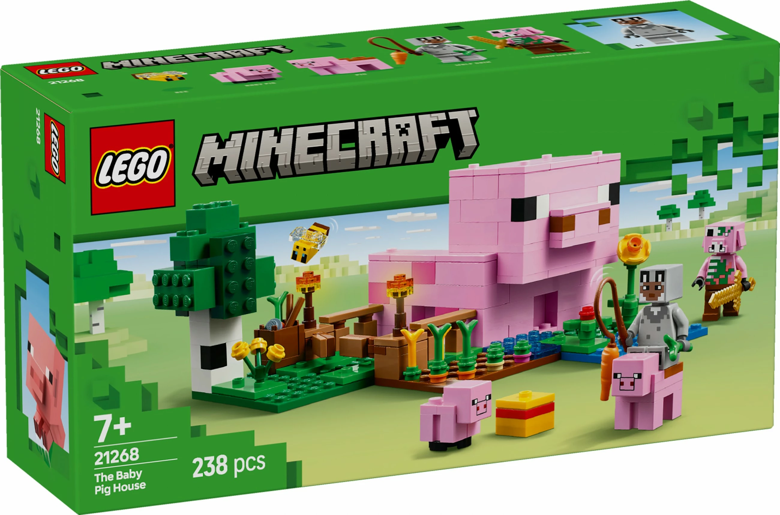 Set ndërtimi LEGO Minecraft 21268 Das Babyschwein-Haus 238 pjesë, multikolor