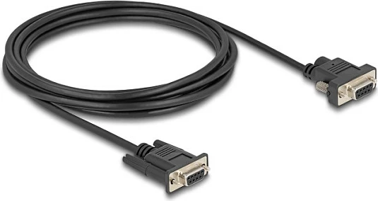 Kabllo seriale DeLOCK RS-232 DB9 femër-femër, 3 m, me furnizim energjie në pin 9, e zezë