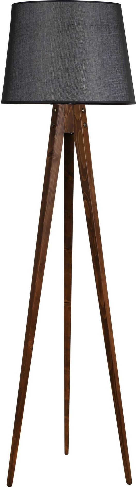 Llambë dyshemeje Opviq, tripod, ngjyrë arre dhe e zezë, abazhuri prej pëlhure