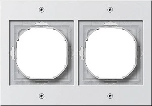 Kornizë dyfishe për prizë/switch GIRA TX_44, 2x, IP44, 110x157 mm, e bardhë