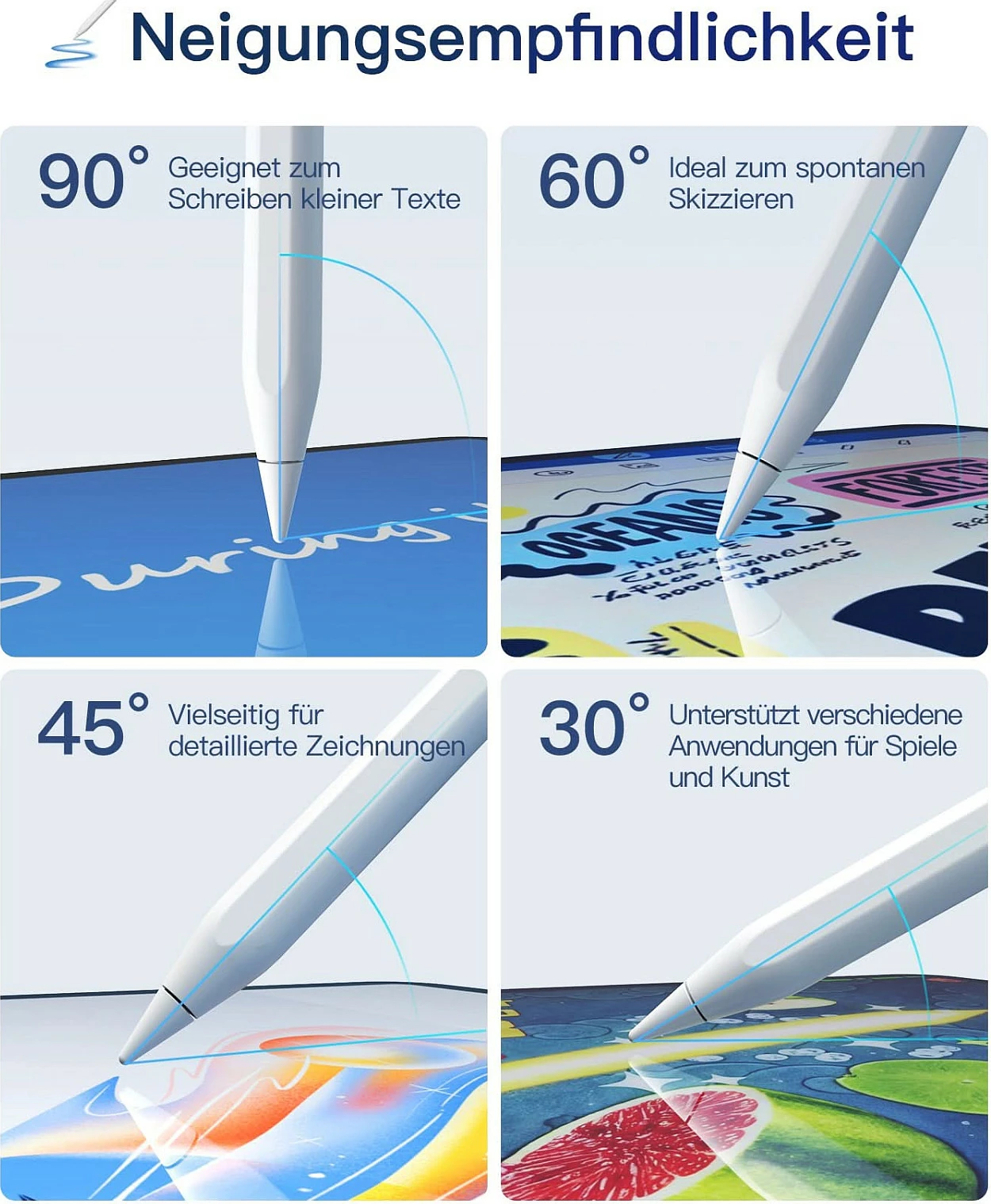 Stylus Pen inateck për iPad Pro 11"/12.9"/13", karikim magnetik, i bardhë 6