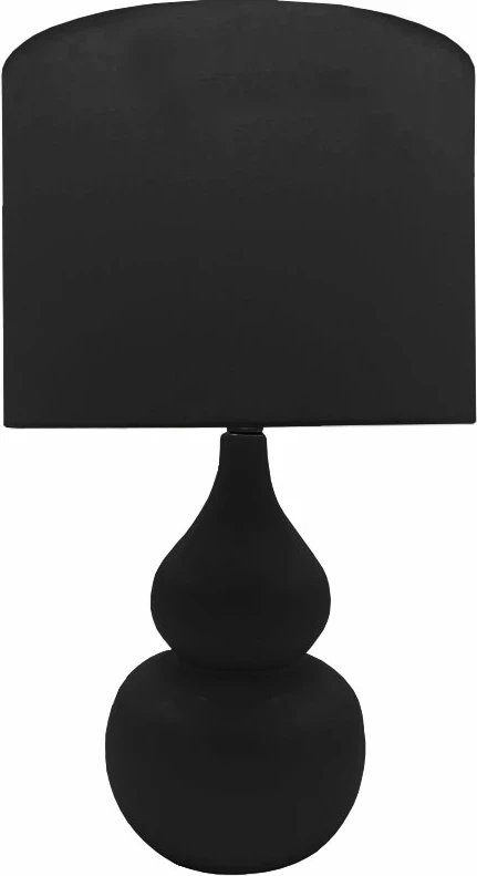 Llambë tavoline CLOQUE, qeramikë dhe material tekstili, e zezë, 15x15x45cm