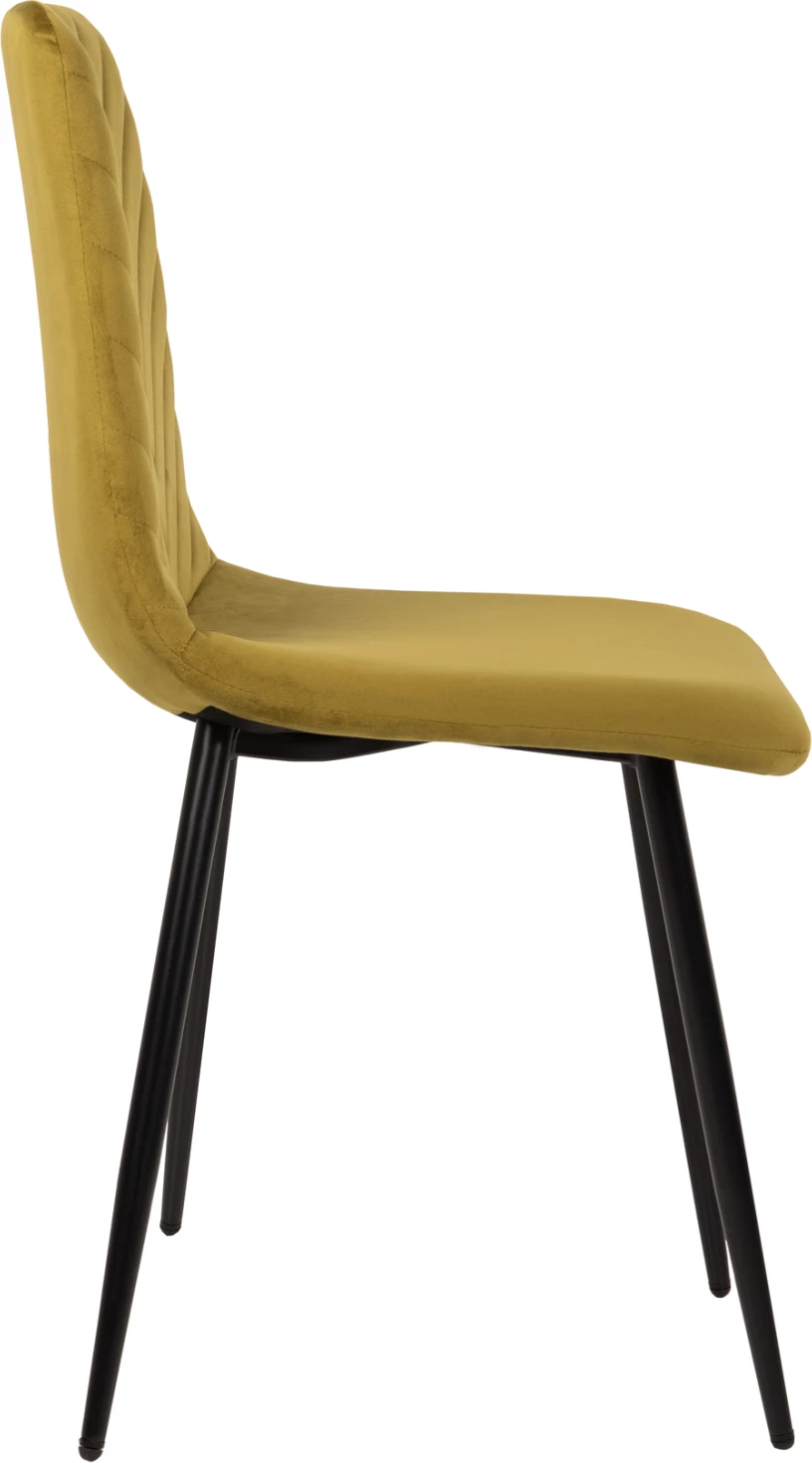 Karrige ngrënieje LATRELL, FH8587.07, kadife jeshile ulliri, këmbë metali të zeza, 43x54x88H cm, set prej 4 copash