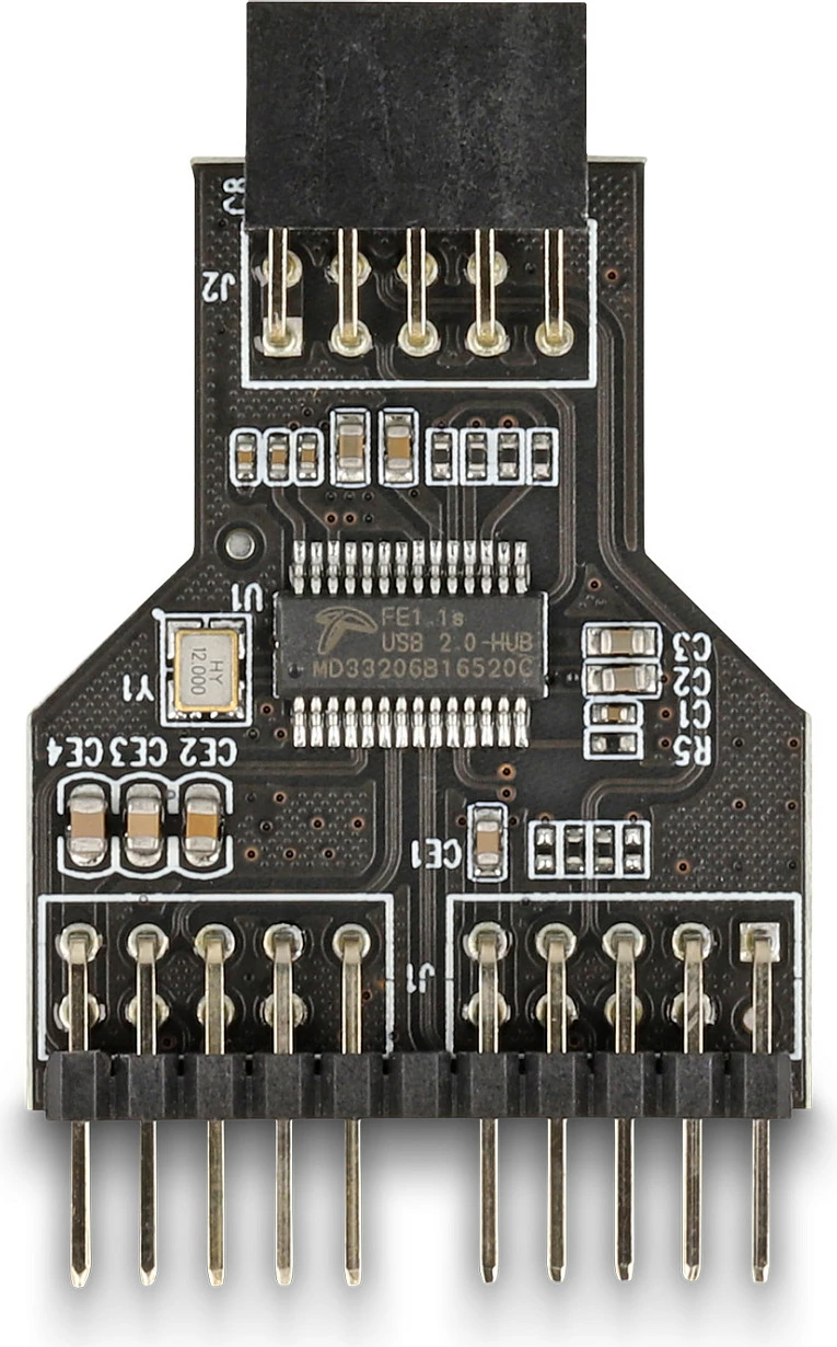 Adapter USB 2.0 DeLOCK, 9-pin header femër në 2x 9-pin header mashkull, i zi