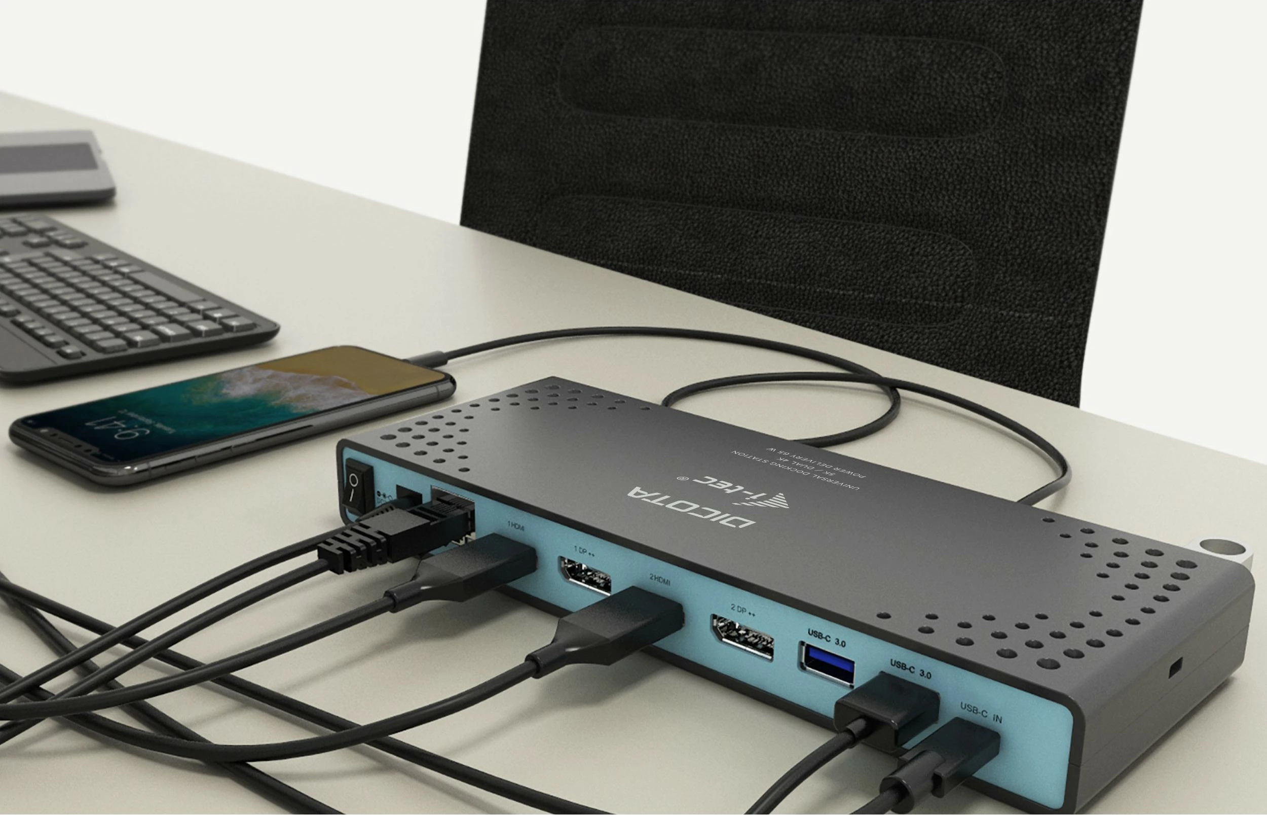 Docking station DICOTA USB-C 13-in-1, 5K HDMI/DP, PD 65W, e zezë