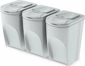 Kosh mbeturinash për ndarje Prosperplast Sortibox IKWB35S3-427C, 3 x 35 L, plastikë, gri e çelët, set 3 copë