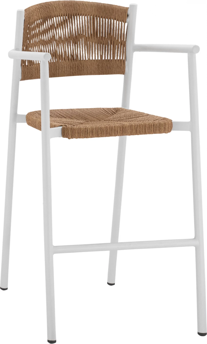 Karrige për bar alumini e bardhë me litar bezhë FH5785.01 56x59x107 cm