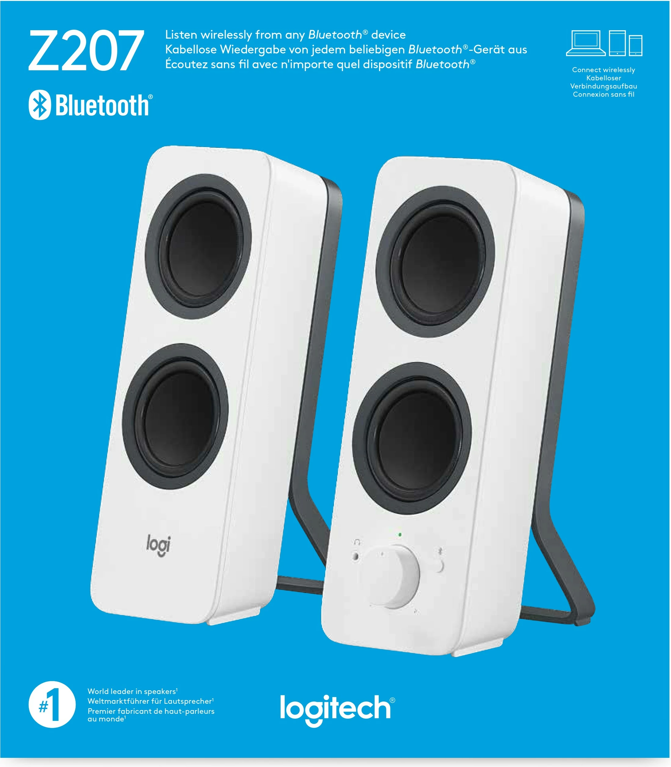 Altoparlantë kompjuteri Logitech Z207, Bluetooth, 2.0 kanale, 5 W, Bardhë